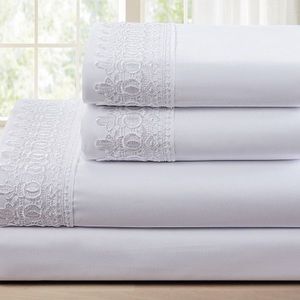 White Premium Lace Sheet Set Spirit Linen Home